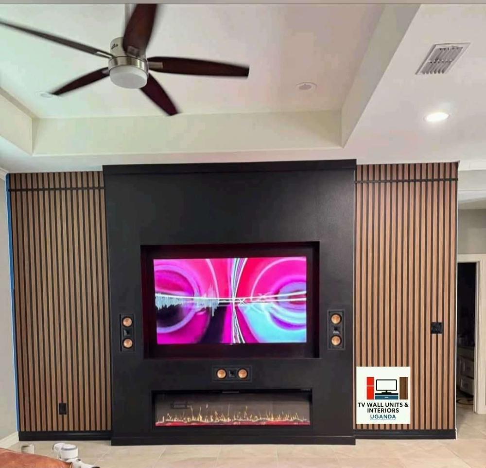 Modern Luxury TV Wall Units Ideas Customised with Fireplace and Shelves - Image 3