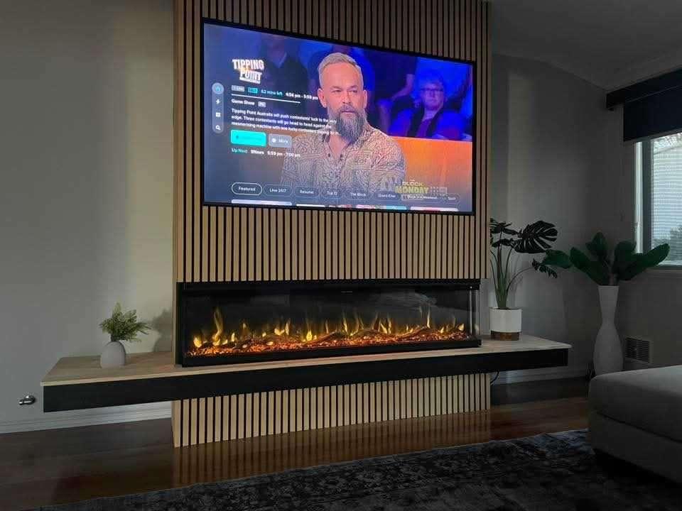 Modern Luxury TV Wall Units Ideas Customised with Fireplace and Shelves - Image 5