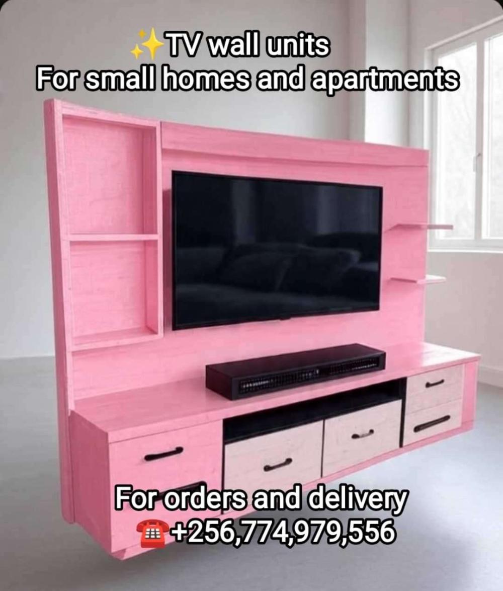 TV Wall Unit For Homes or Apartments Pink and Black - Image 3