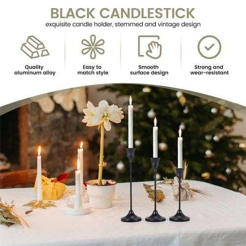 Taper Candle Holders Black Candlestick Set of 3 Candle Stick - Image 4