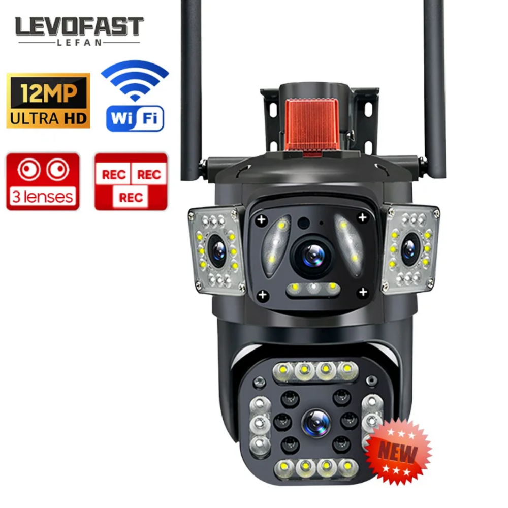 Dual Lens 4G Surveillance Camera - 3 Screens PTZ CCTV Camera - Image 1
