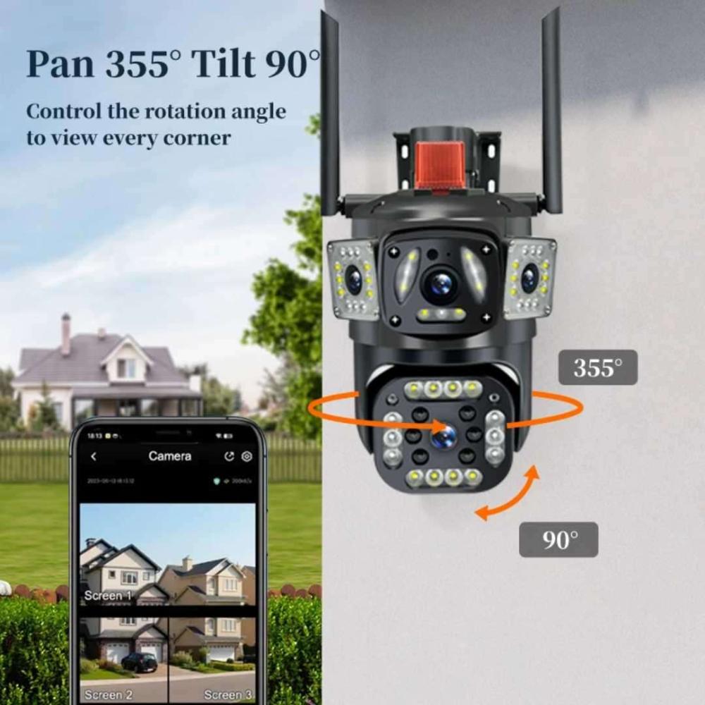 Dual Lens 4G Surveillance Camera - 3 Screens PTZ CCTV Camera - Image 3