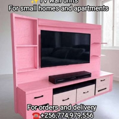 TV Wall Unit For Homes or Apartments Pink and Black
