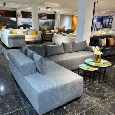 L-shaped Grey Sofa - 7 Seater