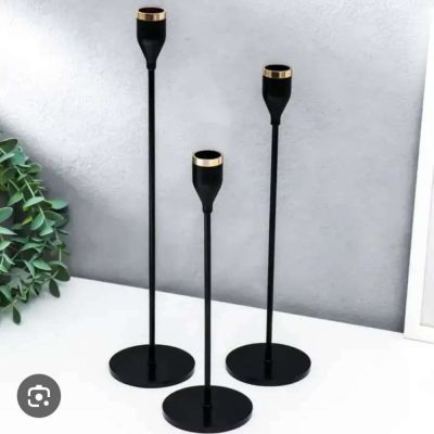 Taper Candle Holders Black Candlestick Set of 3 Candle Stick