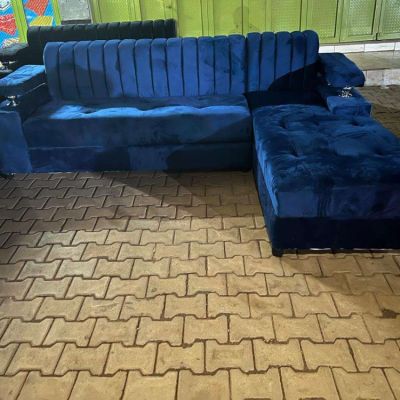 Blue L-Shaped Sofa